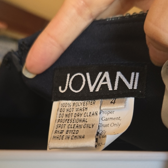 BEADED  Jovani Navy Open Back Embellished Cocktail Dress NWT size 4 - Picture 16 of 16